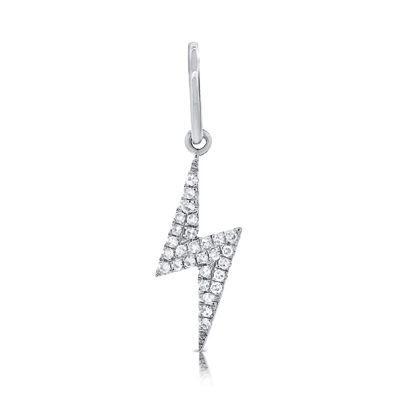 women's earrings with crescent moon shape -14K White Gold Diamond Lightning Bolt Charm