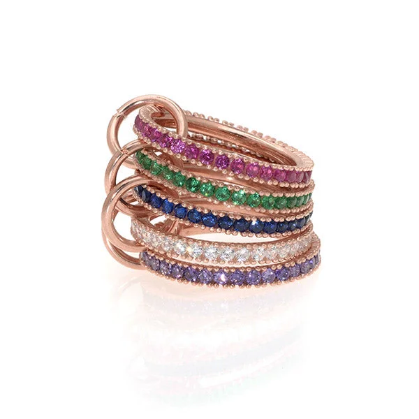 women's rings with gemstone bezel -5 Link Ring