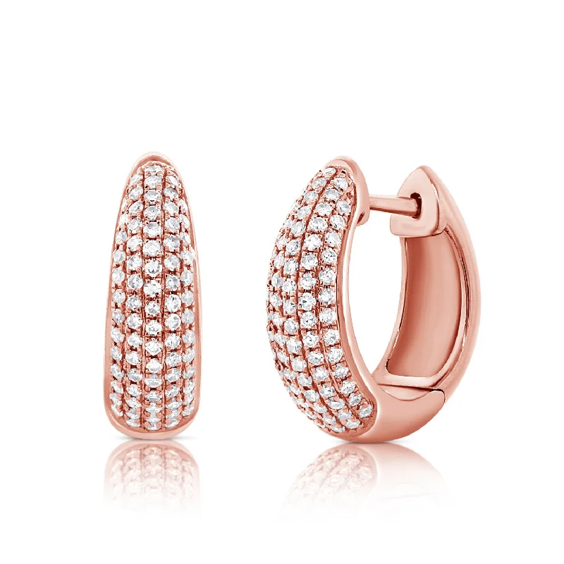 women's earrings with sophisticated touch -14K Rose Gold Diamond Pave Huggie Earrings