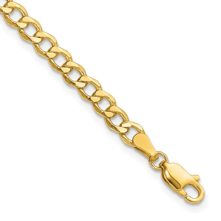 women's bracelets with bold geometric -14K 8 inch 4.3mm Semi-Solid Curb with Lobster Clasp Bracelet