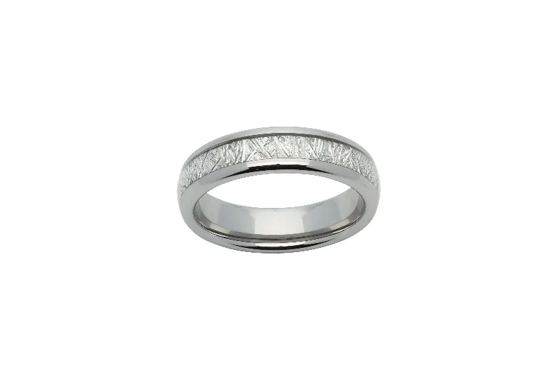 women's rings with engraved accents -Unique & Co Tungsten Ring with Meteorite Paper Inlay