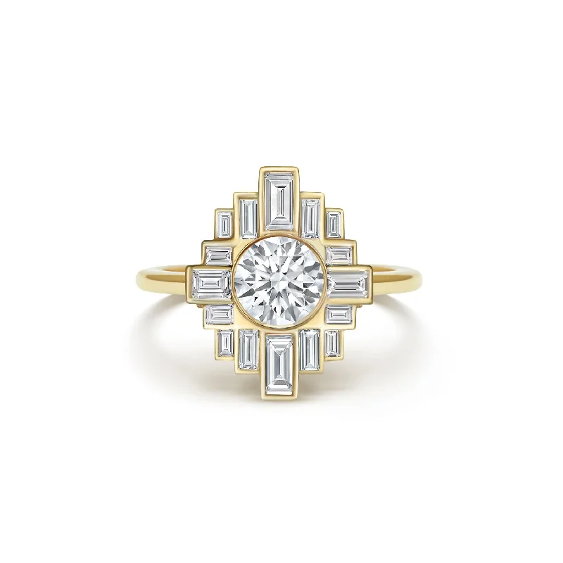 women's engagement rings with double halo -Rockefeller Diamond Mosaic Ring