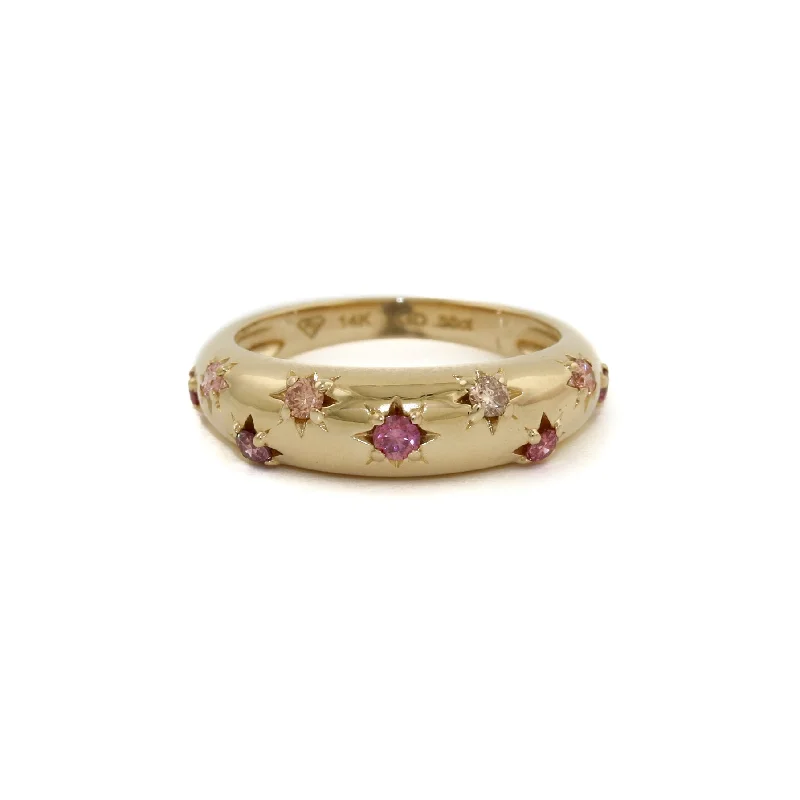 women's engagement rings with geometric design -14k Gold x Peach Lab Diamond Star Bombe Band