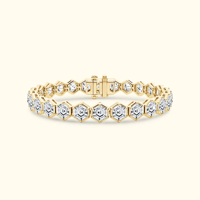 women's bracelets with radiant shine -Hexagon Cut Diamond Tennis Bracelet