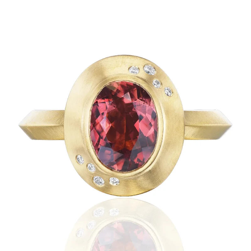 women's rings with ruby -Tourmaline Mini Oval Ring