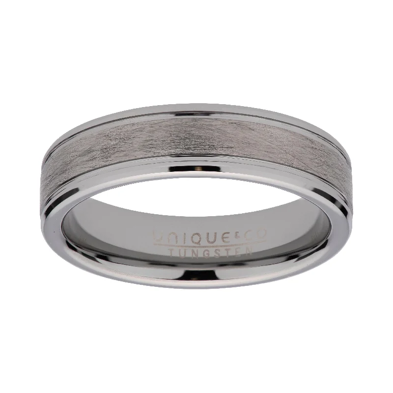 women's rings with geometric patterns -Unique & Co Tungsten Ring