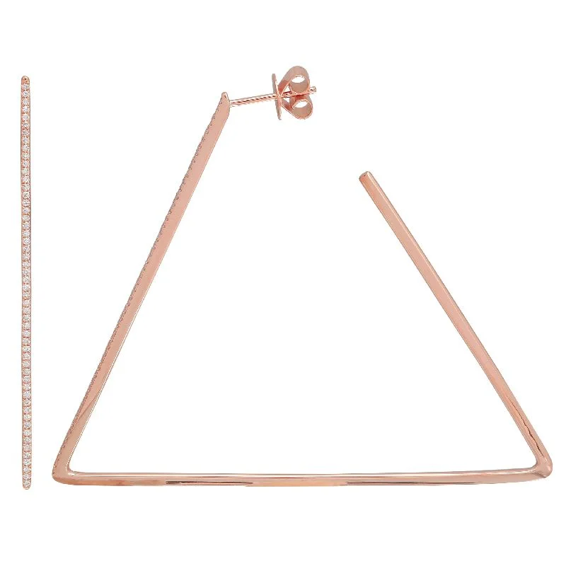 women's earrings with heart-shaped design -14K Rose Gold Triangle Diamond Hoop Earrings