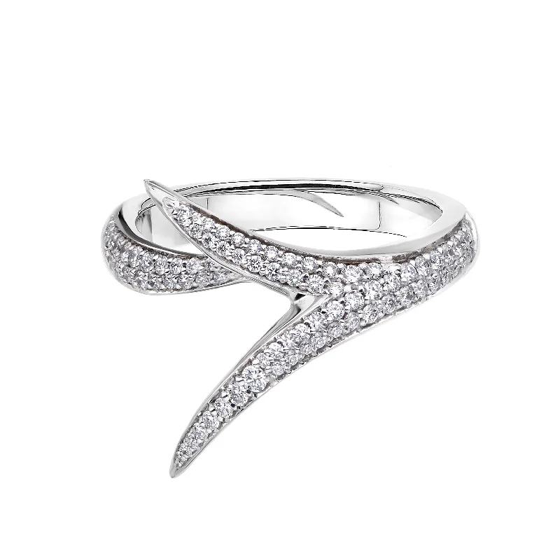 women's engagement rings with antique filigree -Interlocking Embrace Ring - 18ct White Gold & Diamond