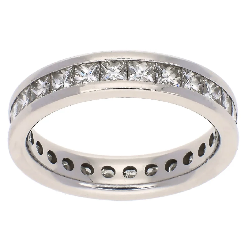 women's engagement rings with cushion-shaped gemstone -Platinum Diamond Eternity Band Ring