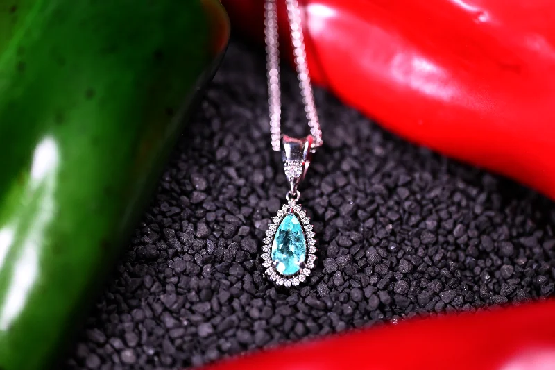 women's necklaces with adjustable chain -0.75ct Paraiba Tourmaline Custom Pendant