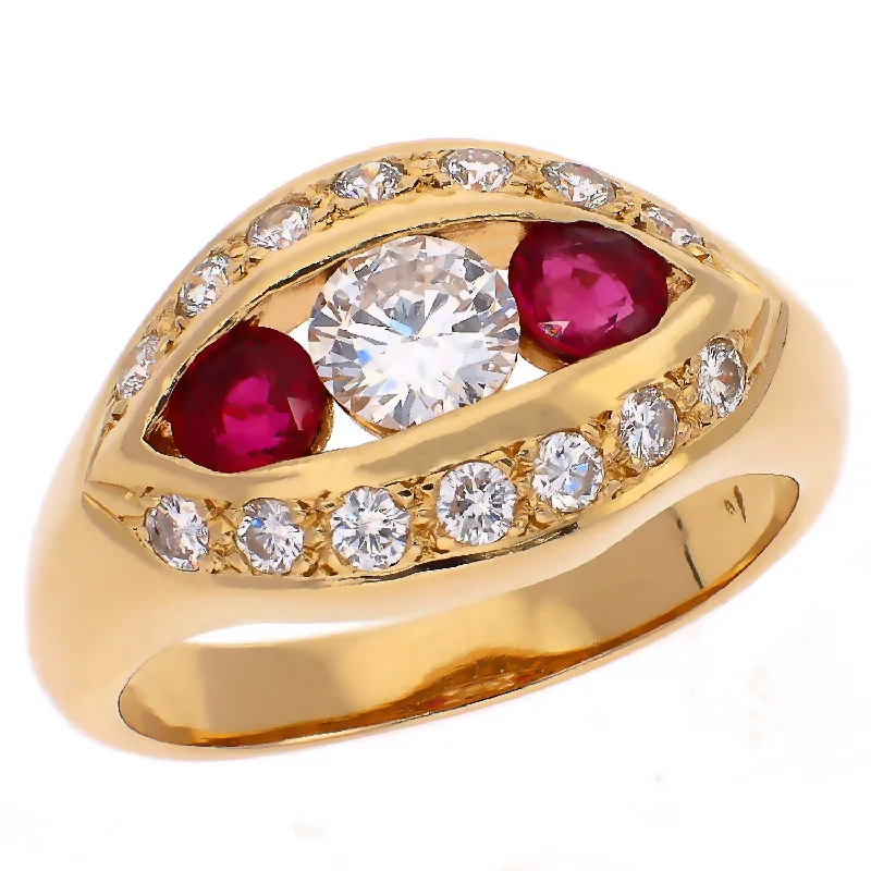 women's engagement rings with hidden halo -14K Yellow Gold Ruby and Diamond Third Eye Ring