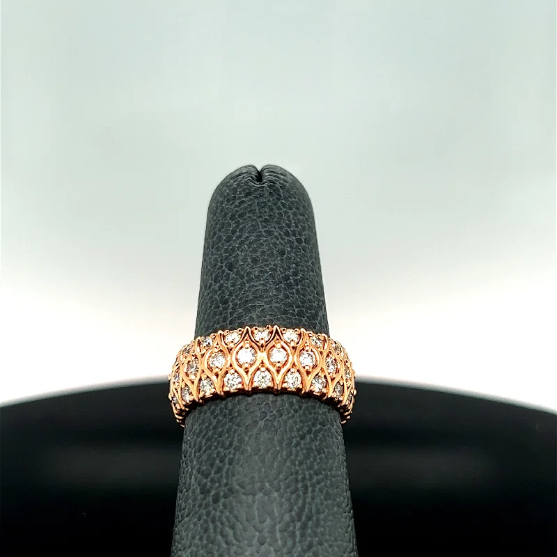 women's engagement rings with cathedral setting -14k Rose Gold 1.40CTW Diamond Woven Band