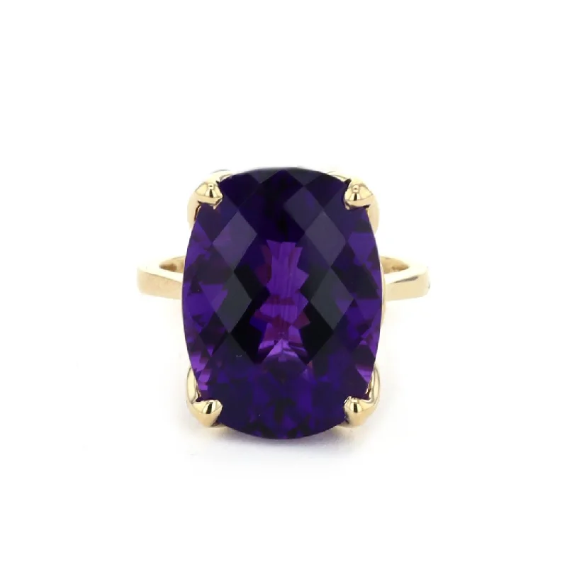 women's rings with statement design -Amethyst Checkerboard Ring