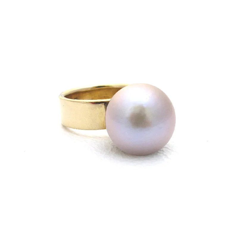 women's rings with custom engraving -Orb Pink Pearl Ring