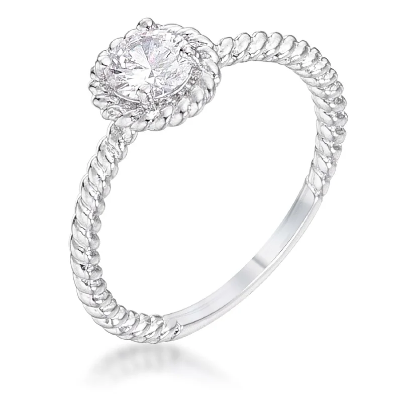 women's engagement rings with bold band -Seine .45ct Round Solitaire Mini Twisted Rope Ring