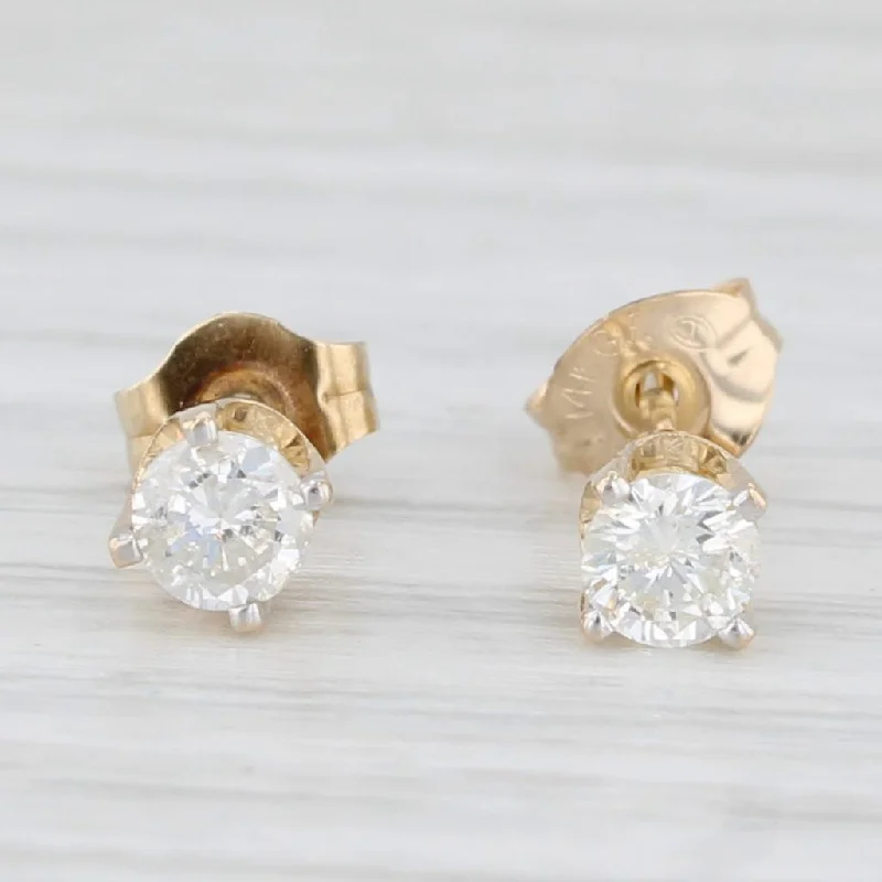 women's earrings with celestial stars -0.40ctw Diamond Stud Earrings 14k Yellow Gold Round Solitaire Studs