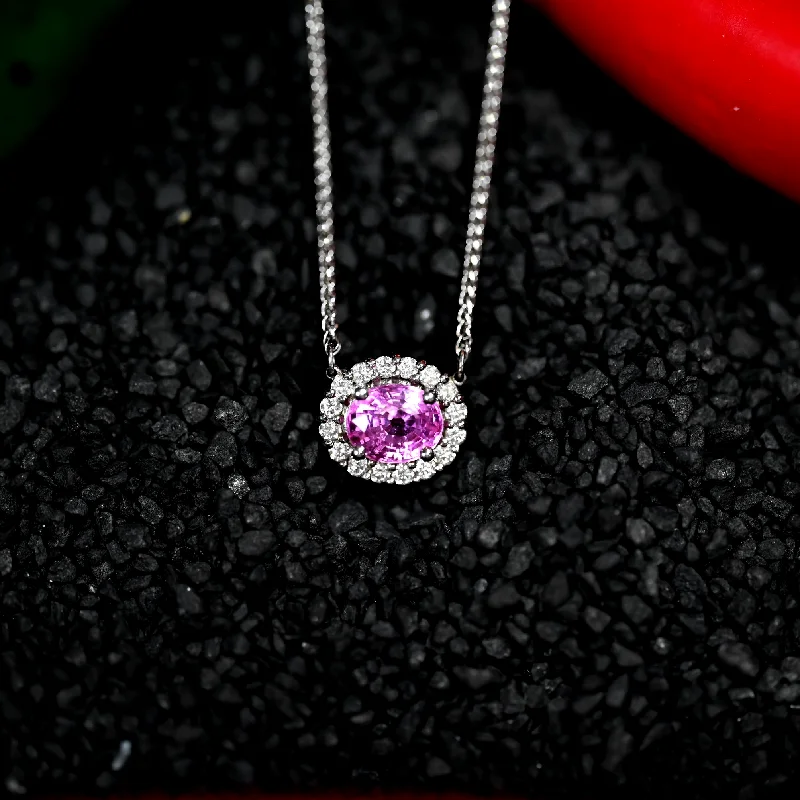 women's necklaces with luxurious metals -1.34ct Sapphire and Diamond Custom Pendant