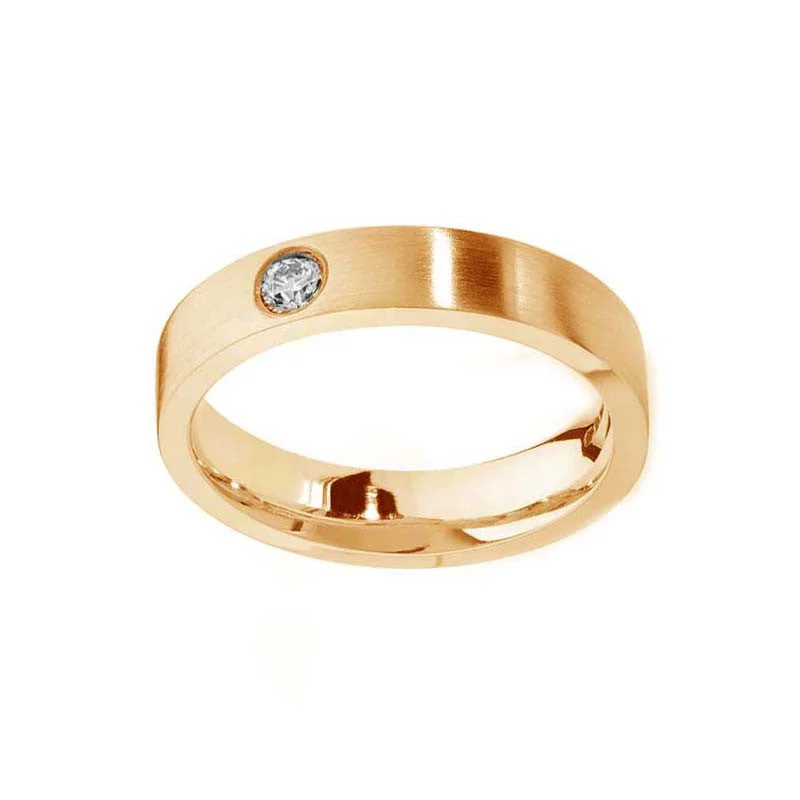 women's engagement rings with channel setting -Flush Set Diamond Band in Gold Ring