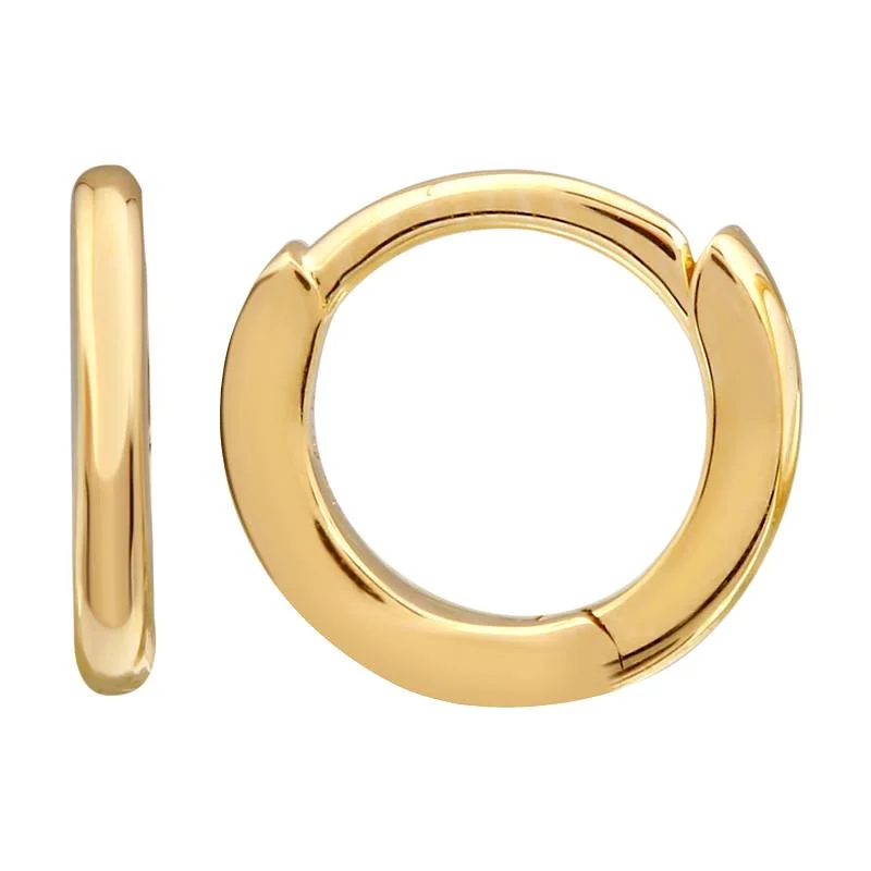 women's earrings with soft curves -14k Yellow Gold Eternity Mini Round Huggie Earrings