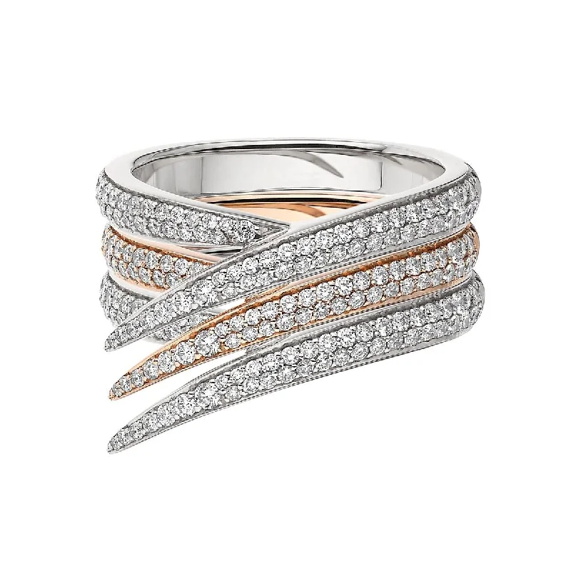 women's engagement rings with eternity diamonds -Interlocking Stacked Ring - 18ct Rose Gold & White Diamond