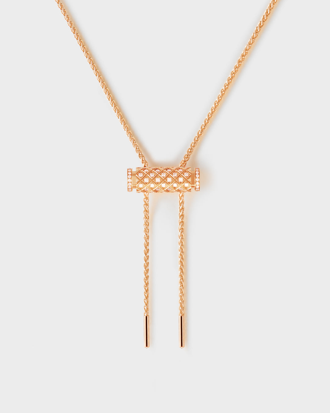 women's necklaces with oversized pendant -Diamond Latch Pendant on MM Chain in Rose Gold