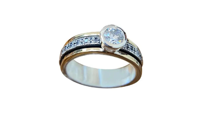 women's rings with stackable design -Yaron Morhaim 9ct Gold and Cubic Zirconia Ring