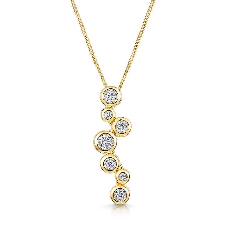 women's necklaces with dainty gold chain -Bubble Pendant With Seven Cubic Zirconia Stones