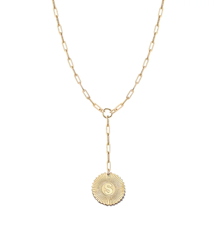 women's necklaces with elegant finish -Vesta Initial Medallion Lariat