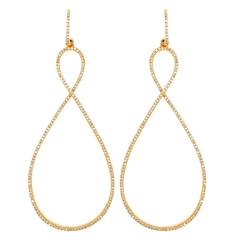 women's earrings with bold patterns -14K Yellow Gold Diamond Infinity Dangle Earrings