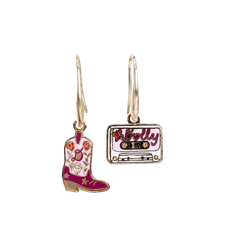 women's earrings with emerald centerpiece -Boot & Country Cassette Drop Earrings