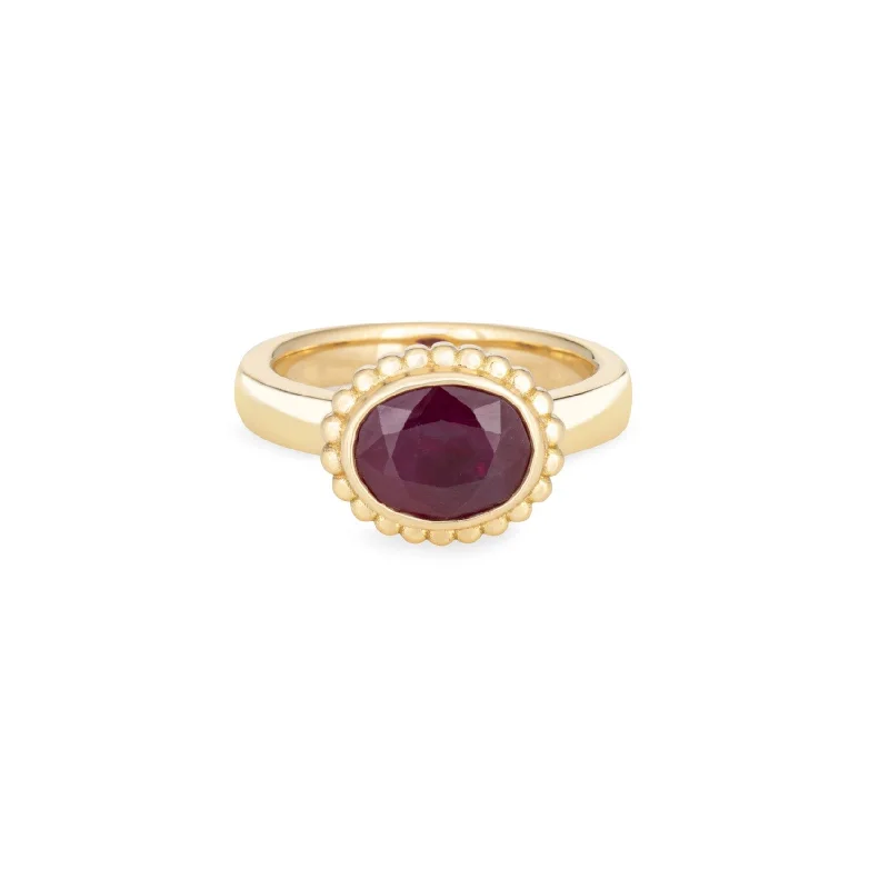 women's rings with luxurious finish -Oval Ruby Scallop Ring