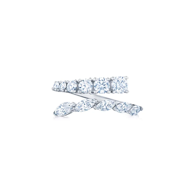 women's engagement rings with princess-cut diamond -KWIAT Eclipse Collection Bypass Ring with Diamonds R-14600-0-DIA-18KW