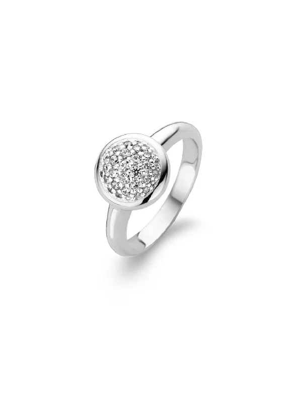 women's rings with engraved inscription -Ti Sento Sterling Silver Cubic Zirconia Ring