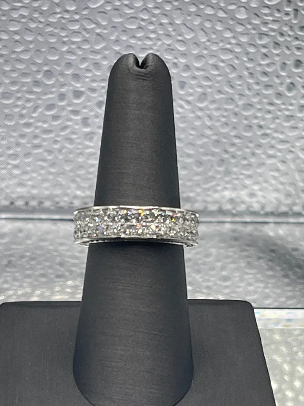 women's engagement rings with cushion diamond -A Gorgeous Ladies 14 Karat White Gold Diamond Band