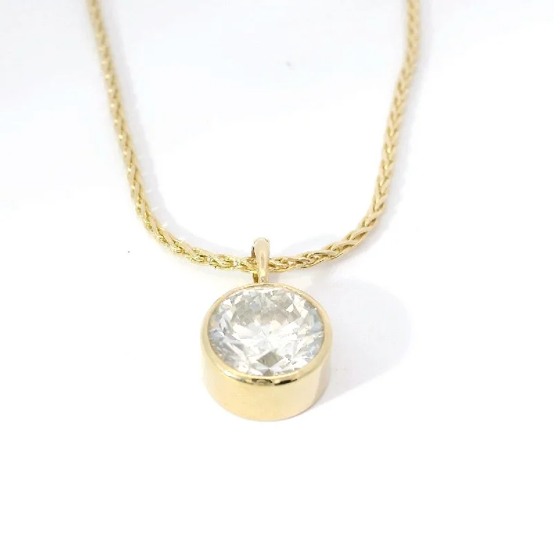 women's necklaces with silver chain -14K Yellow Gold Bezel-Set Natural Diamond Pendant