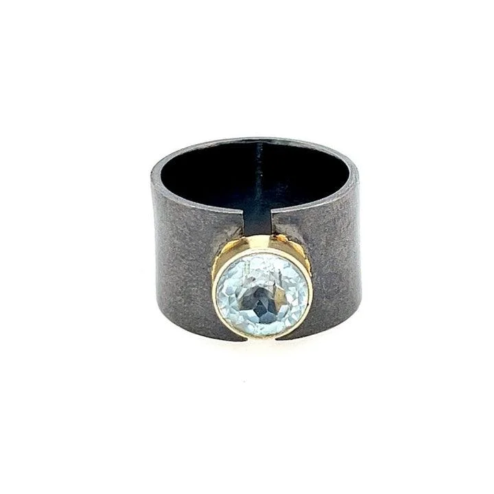 women's rings with cushion-shaped gemstone -Gold Vermeil Sterling Silver Aquamarine Ring