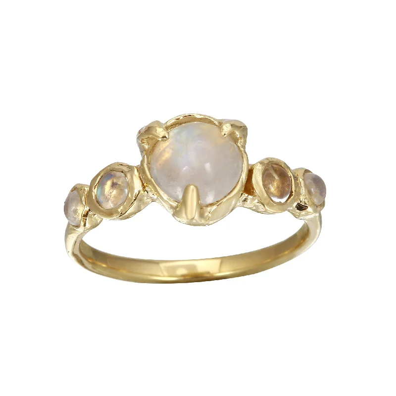 women's rings with engraved inscription -Five Bezel Moonstone Ring