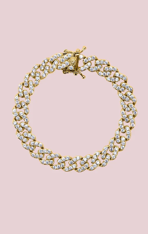 women's bracelets with moonstone charm -OMA The Label The Frosty Link Collection 9mm Bracelet ~ Gold