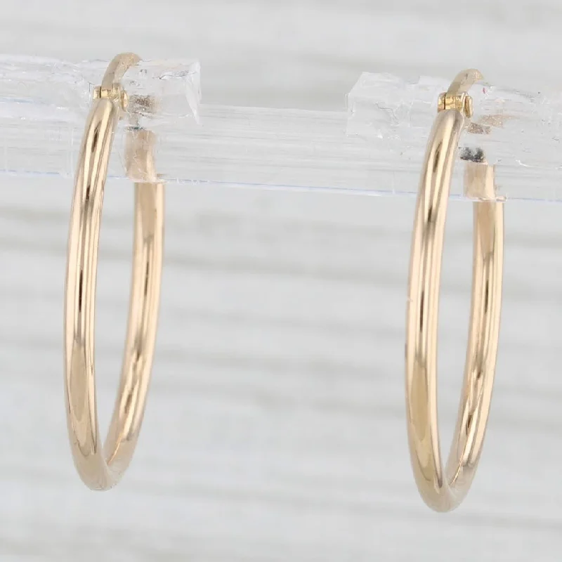 women's earrings with celestial motifs -Round Hoop Earrings 14k Yellow Gold Snap Top Posts 20.8mm Hoops