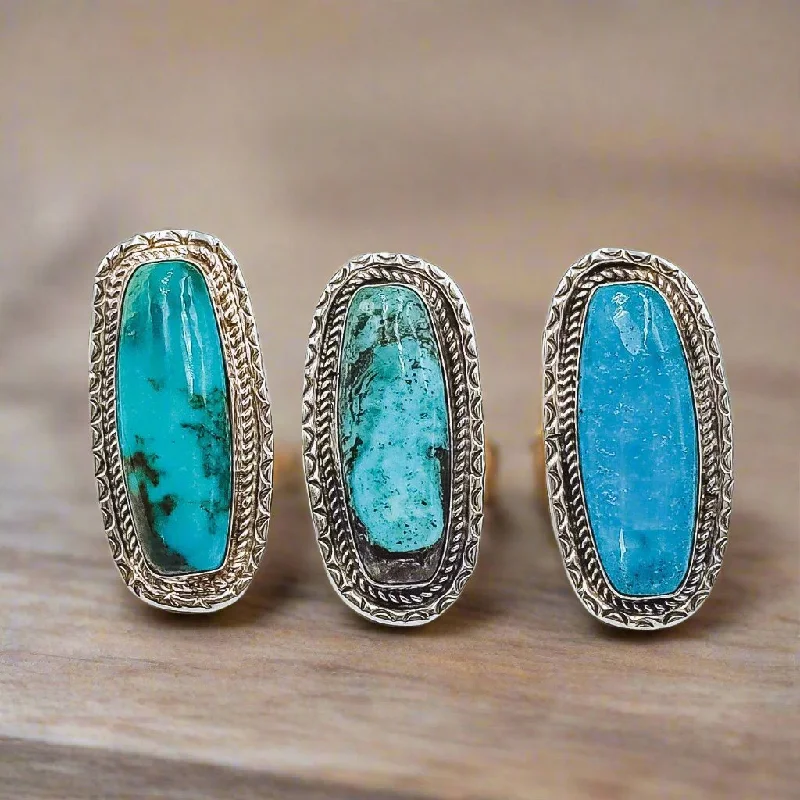 women's rings with sparkling band -Blue Ocean Navajo Rings