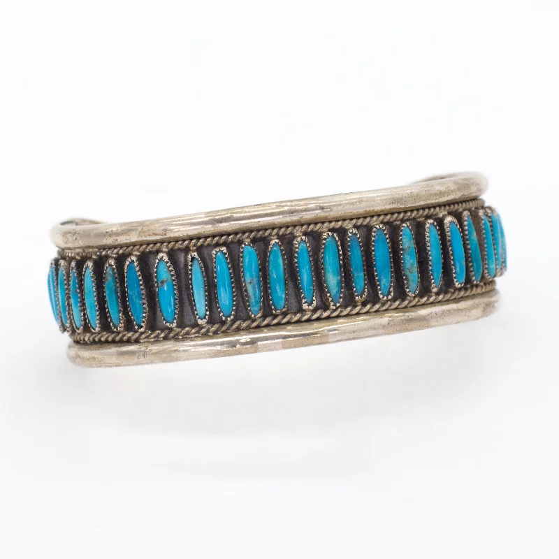 women's bracelets silver -J.M. Begay Navajo Handmade Sterling Silver Turquoise Needlepoint Cuff Bracelet