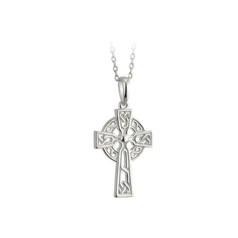 women's necklaces with floral accents -Sterling Silver Filagree Celtic Cross