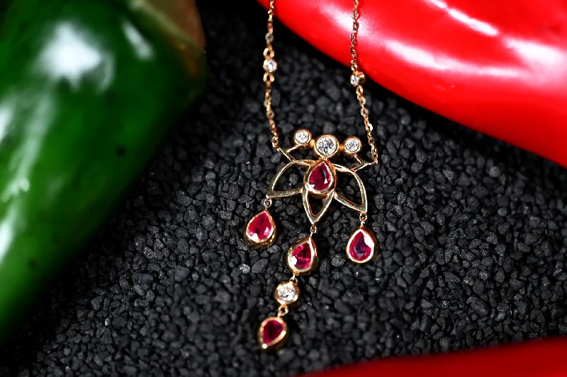 women's necklaces with pendant and charm -1.96CTW RUBY & DIAMOND PENDANT