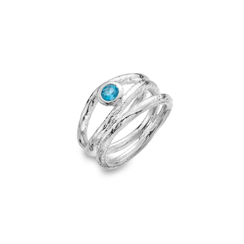 women's rings with engraved details -Sea Gems Blue Tides Ripple Ring