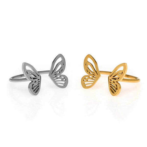 women's rings with stackable design -Butterfly Kisses Ring