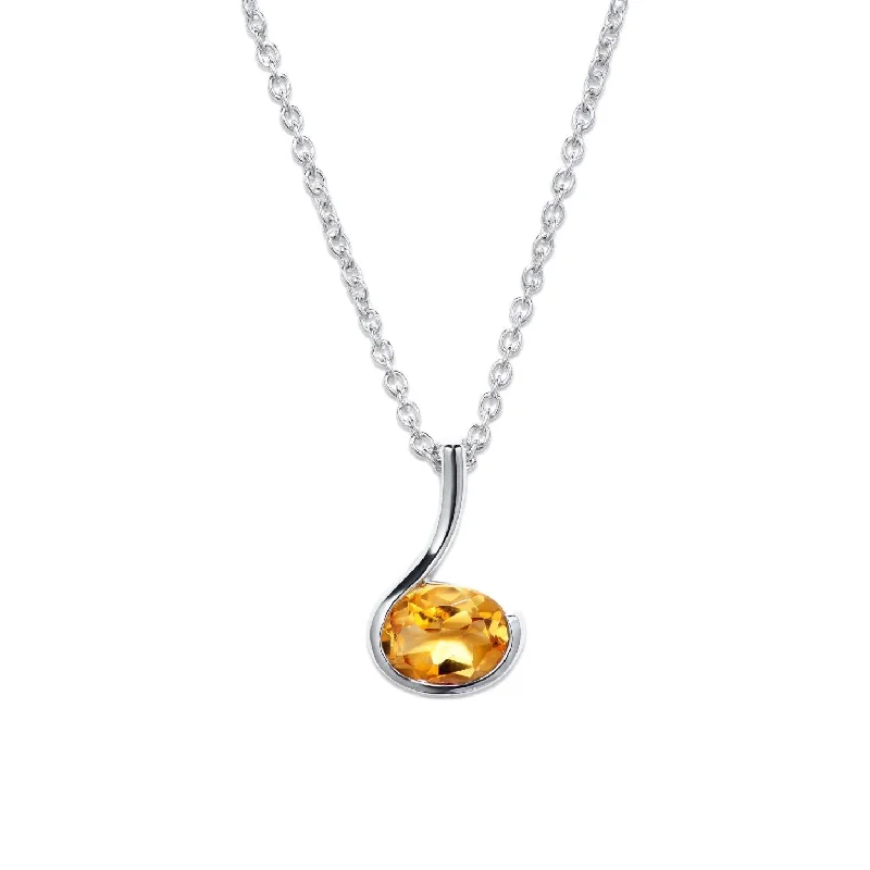 women's necklaces with pendant drop -Unique & Co Silver and Citrine Pendant