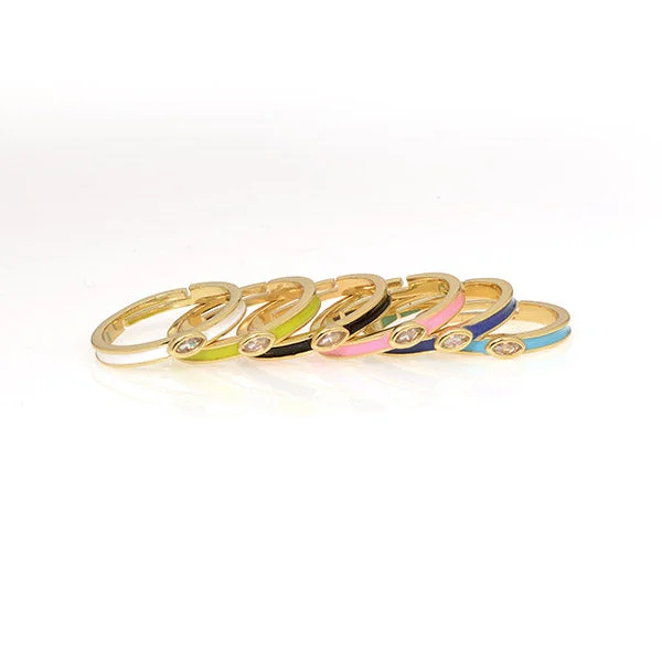 women's rings with floral side accents -Idol Enamel Ring