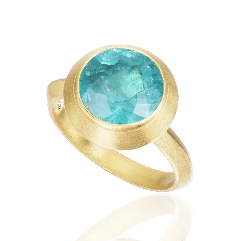 women's rings with diamond accents -Blue Tourmaline Mega Round Ring