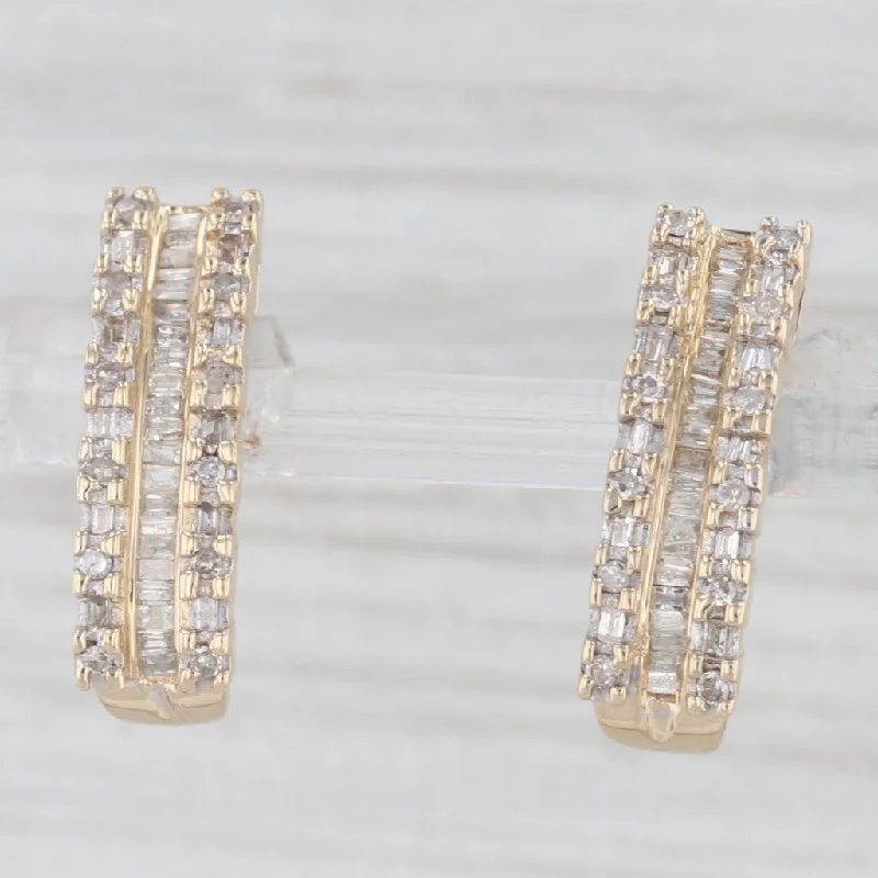 women's earrings with intertwined bands -0.50ctw Diamond Journey Earrings 10k Yellow Gold Pierced Drops