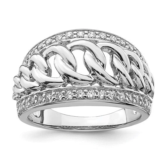 women's rings with unique setting -Sterling Silver Rhodium Plated CZ Ring